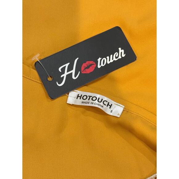 Hotouch Yellow Embroidered Boho Eyelet V-Neck Midi Dress – NWT Small - Picture 7 of 8